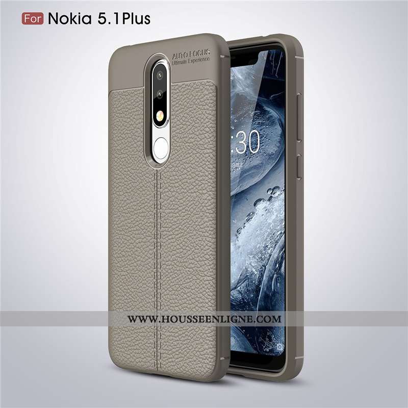 Étui Nokia 5.1 Plus Modèle Fleurie Fluide Doux Téléphone Portable Gris Coque Protection