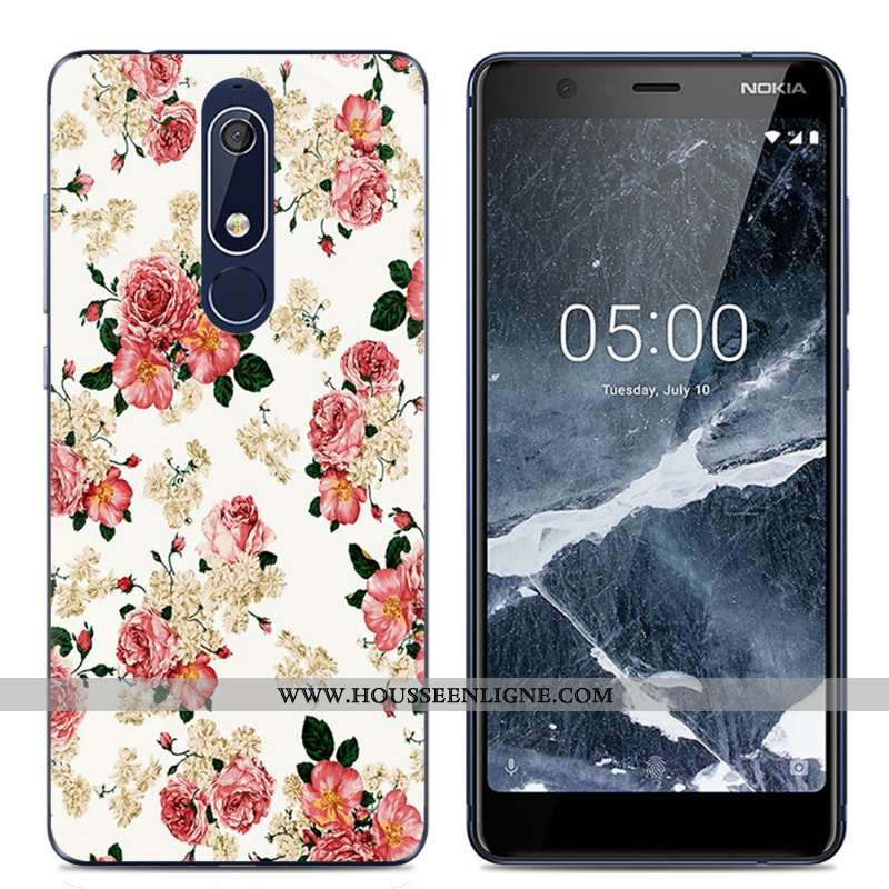 Étui Nokia 5.1 Protection Transparent Rose Coque Dessin Animé Téléphone Portable Simple