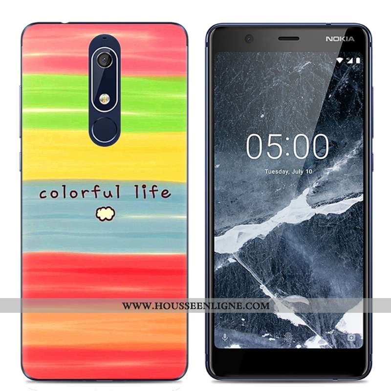 Étui Nokia 5.1 Protection Transparent Rose Coque Dessin Animé Téléphone Portable Simple