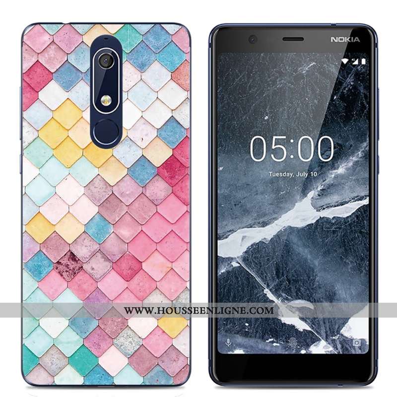 Étui Nokia 5.1 Protection Transparent Rose Coque Dessin Animé Téléphone Portable Simple