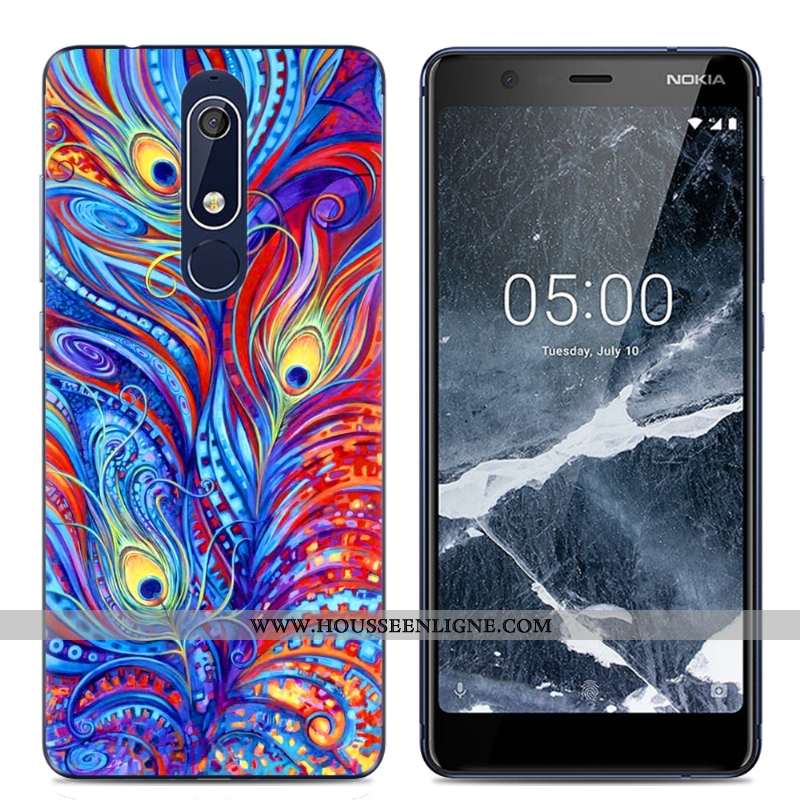 Étui Nokia 5.1 Protection Transparent Rose Coque Dessin Animé Téléphone Portable Simple