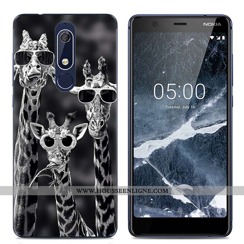Étui Nokia 5.1 Protection Transparent Rose Coque Dessin Animé Téléphone Portable Simple