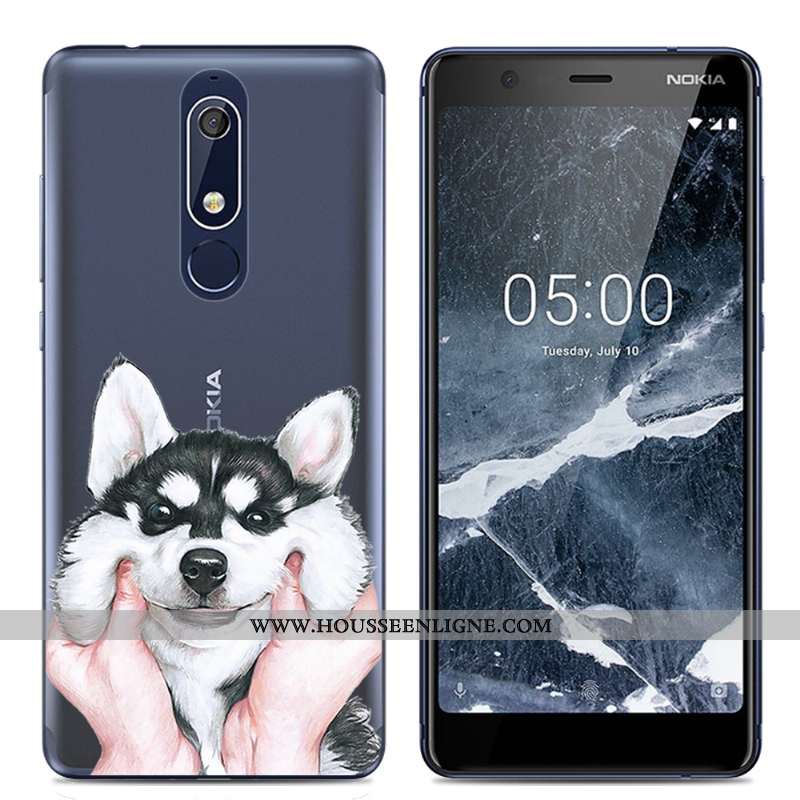 Étui Nokia 5.1 Protection Transparent Rose Coque Dessin Animé Téléphone Portable Simple
