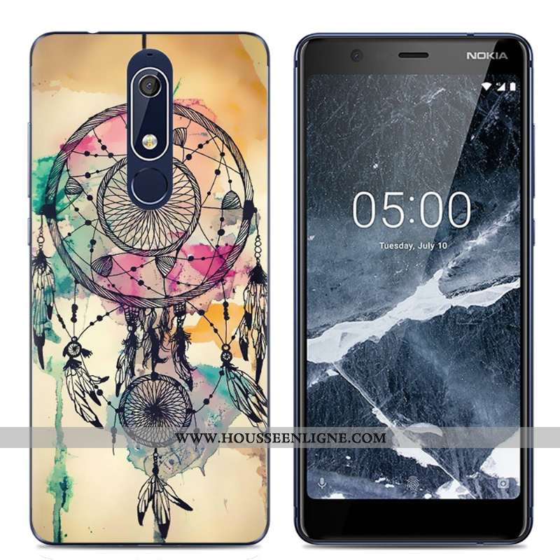 Étui Nokia 5.1 Protection Transparent Rose Coque Dessin Animé Téléphone Portable Simple