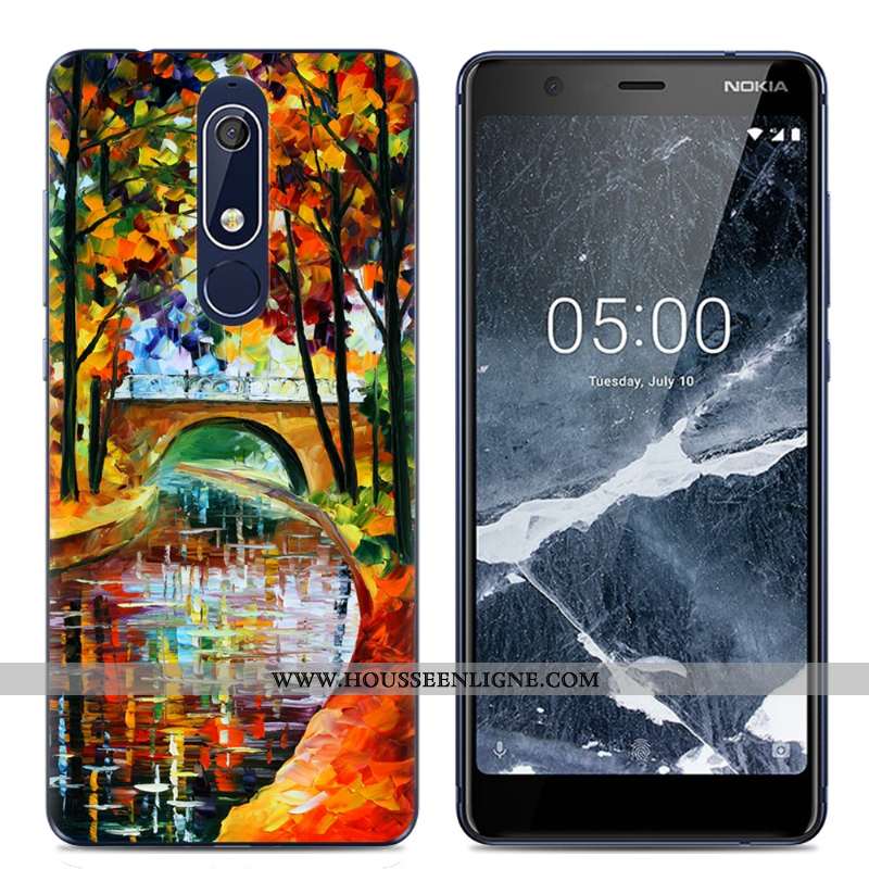Étui Nokia 5.1 Protection Transparent Rose Coque Dessin Animé Téléphone Portable Simple
