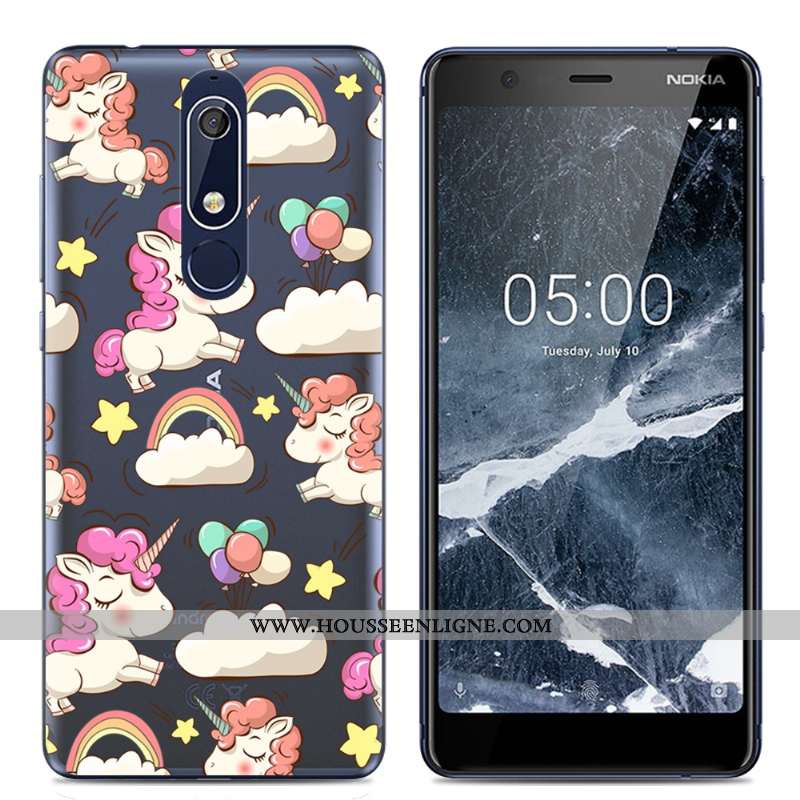 Étui Nokia 5.1 Protection Transparent Rose Coque Dessin Animé Téléphone Portable Simple