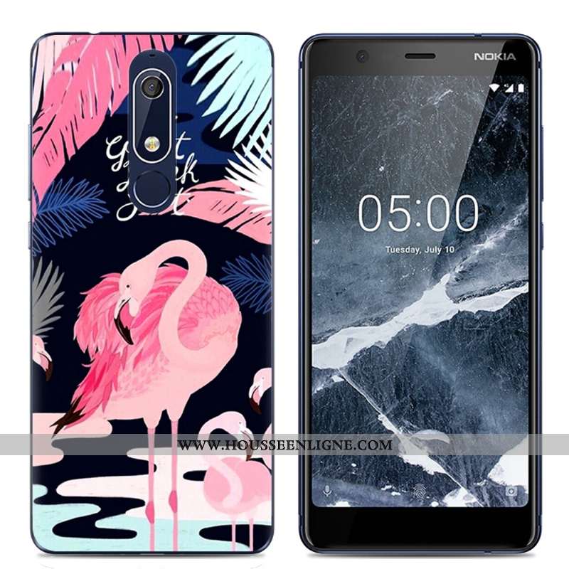 Étui Nokia 5.1 Protection Transparent Rose Coque Dessin Animé Téléphone Portable Simple