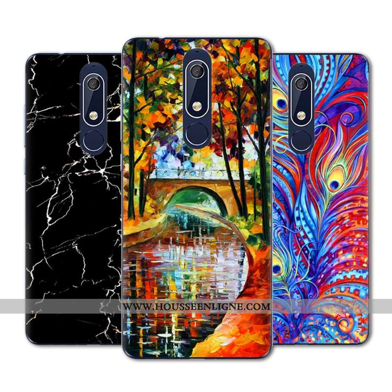 Étui Nokia 5.1 Protection Transparent Rose Coque Dessin Animé Téléphone Portable Simple