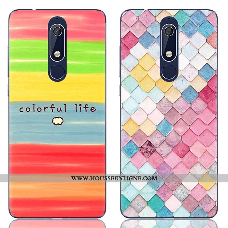 Étui Nokia 5.1 Protection Transparent Rose Coque Dessin Animé Téléphone Portable Simple
