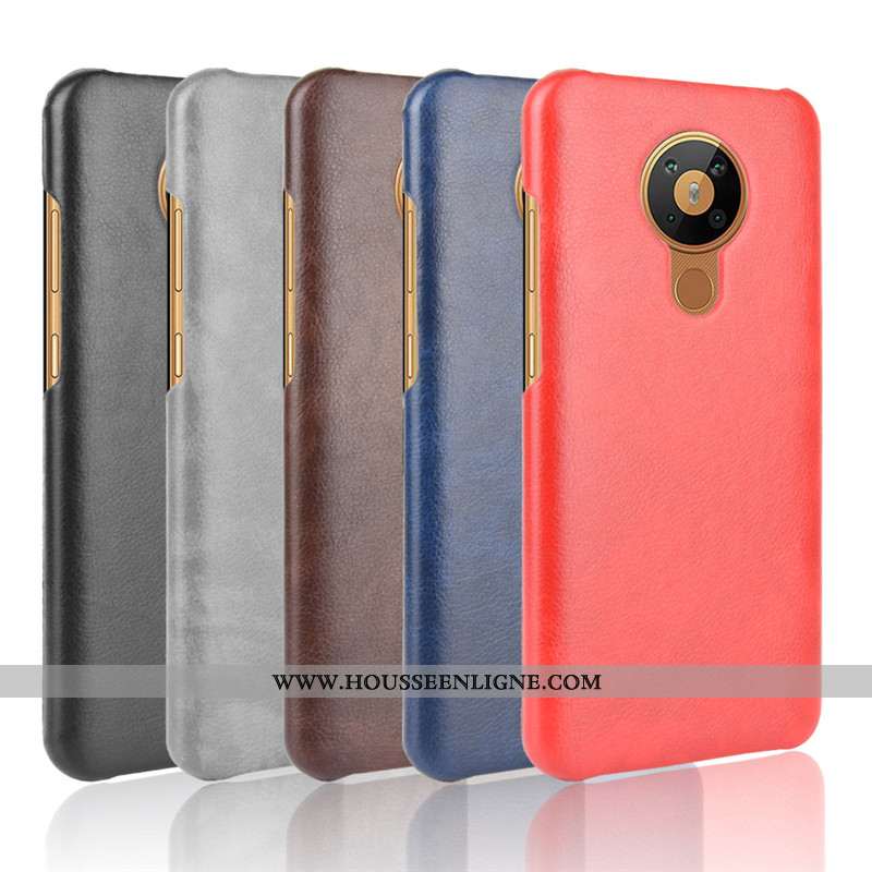 Étui Nokia 5.3 Cuir Modèle Fleurie Protection Litchi Légères Qualité Rouge