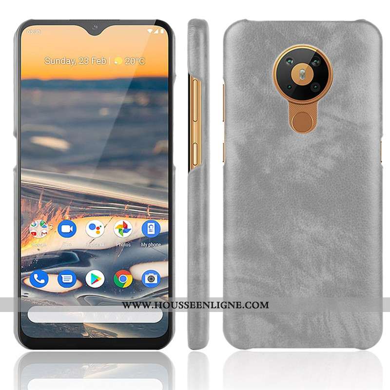 Étui Nokia 5.3 Cuir Modèle Fleurie Protection Litchi Légères Qualité Rouge