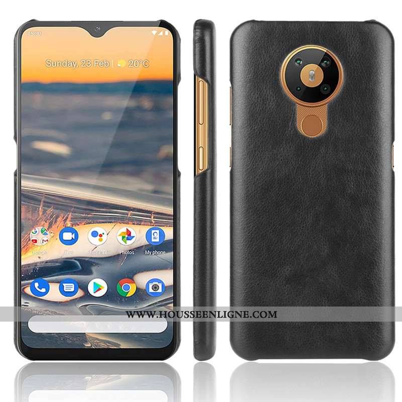 Étui Nokia 5.3 Cuir Modèle Fleurie Protection Litchi Légères Qualité Rouge