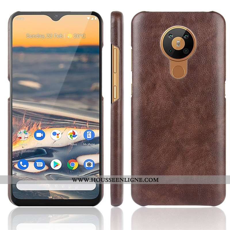 Étui Nokia 5.3 Cuir Modèle Fleurie Protection Litchi Légères Qualité Rouge