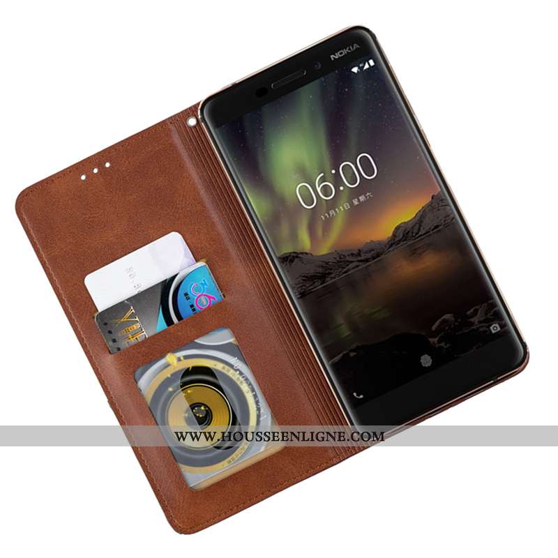 Étui Nokia 6.1 Cuir Protection Noir Housse Téléphone Portable Tout Compris