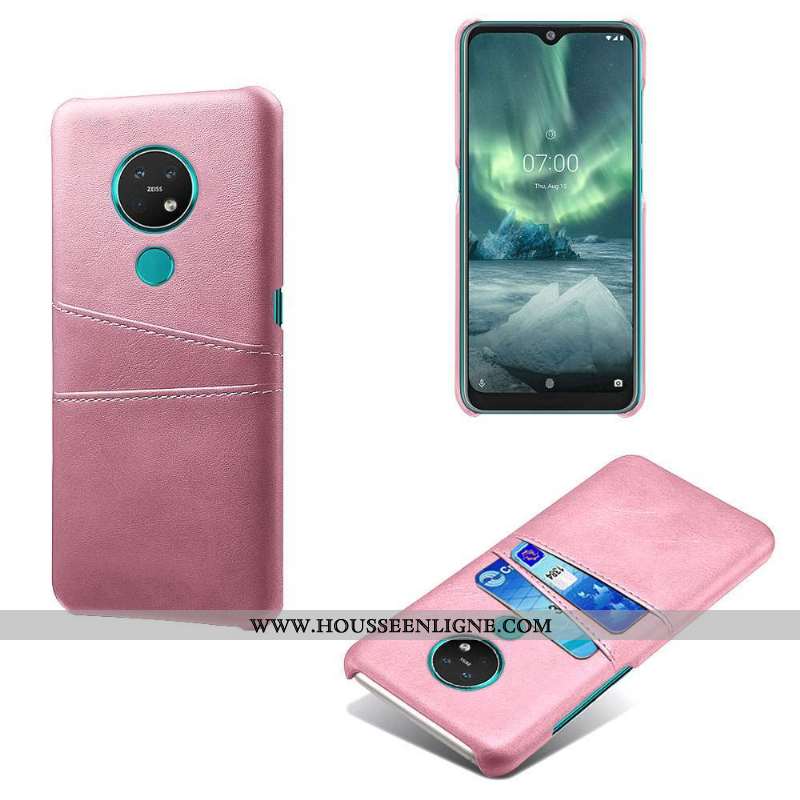 Étui Nokia 6.2 Personnalité Cuir Rose Petit Carte Incassable