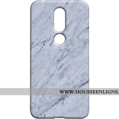 Étui Nokia 7.1 Délavé En Daim Modèle Fleurie Grand Coque Bleu Téléphone Portable