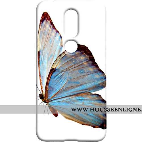 Étui Nokia 7.1 Délavé En Daim Protection Frais Coque Téléphone Portable Bleu Papillon