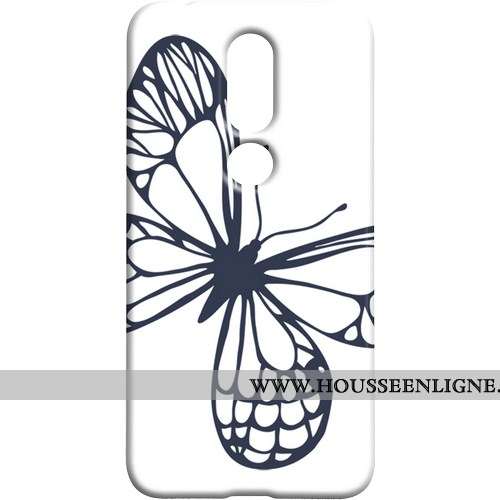 Étui Nokia 7.1 Délavé En Daim Protection Frais Coque Téléphone Portable Bleu Papillon