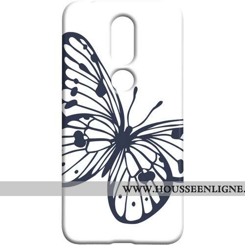 Étui Nokia 7.1 Délavé En Daim Protection Frais Coque Téléphone Portable Bleu Papillon