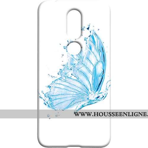 Étui Nokia 7.1 Délavé En Daim Protection Frais Coque Téléphone Portable Bleu Papillon