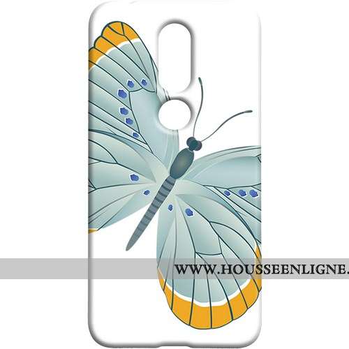 Étui Nokia 7.1 Délavé En Daim Protection Frais Coque Téléphone Portable Bleu Papillon