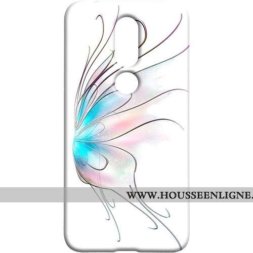 Étui Nokia 7.1 Délavé En Daim Protection Frais Coque Téléphone Portable Bleu Papillon