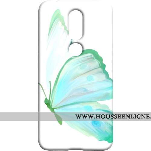Étui Nokia 7.1 Délavé En Daim Protection Frais Coque Téléphone Portable Bleu Papillon