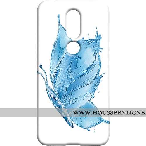 Étui Nokia 7.1 Délavé En Daim Protection Frais Coque Téléphone Portable Bleu Papillon