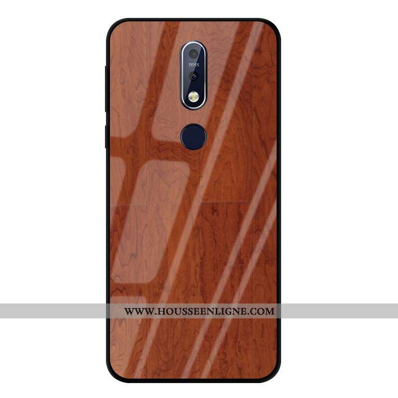 Étui Nokia 7.1 Modèle Fleurie Protection Créatif Verre Business Marron