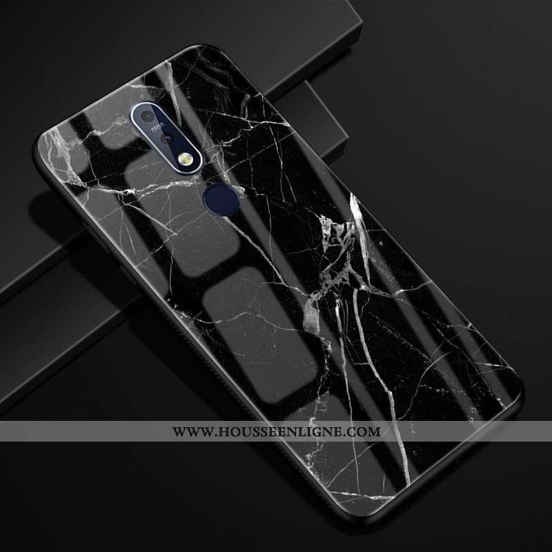 Étui Nokia 7.1 Modèle Fleurie Protection Créatif Verre Business Marron