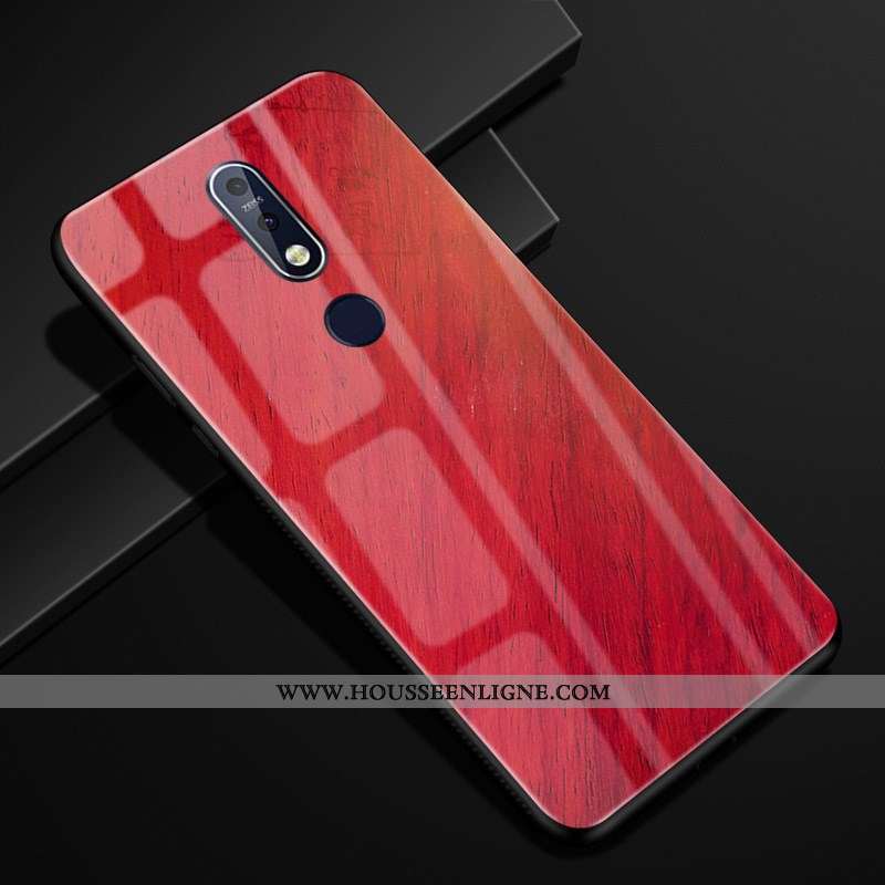 Étui Nokia 7.1 Modèle Fleurie Protection Créatif Verre Business Marron