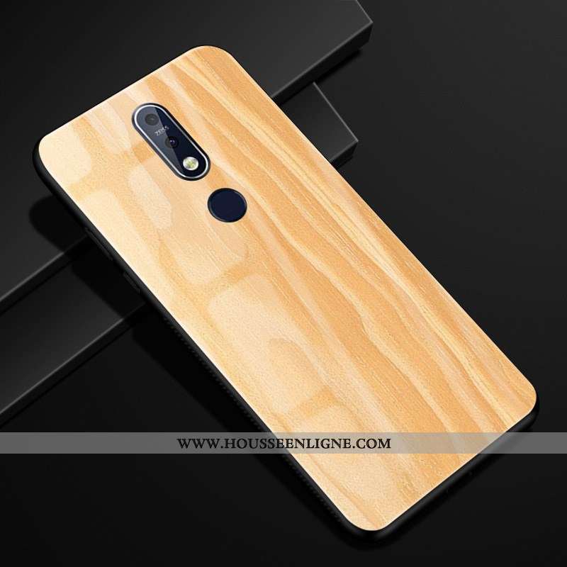 Étui Nokia 7.1 Modèle Fleurie Protection Créatif Verre Business Marron