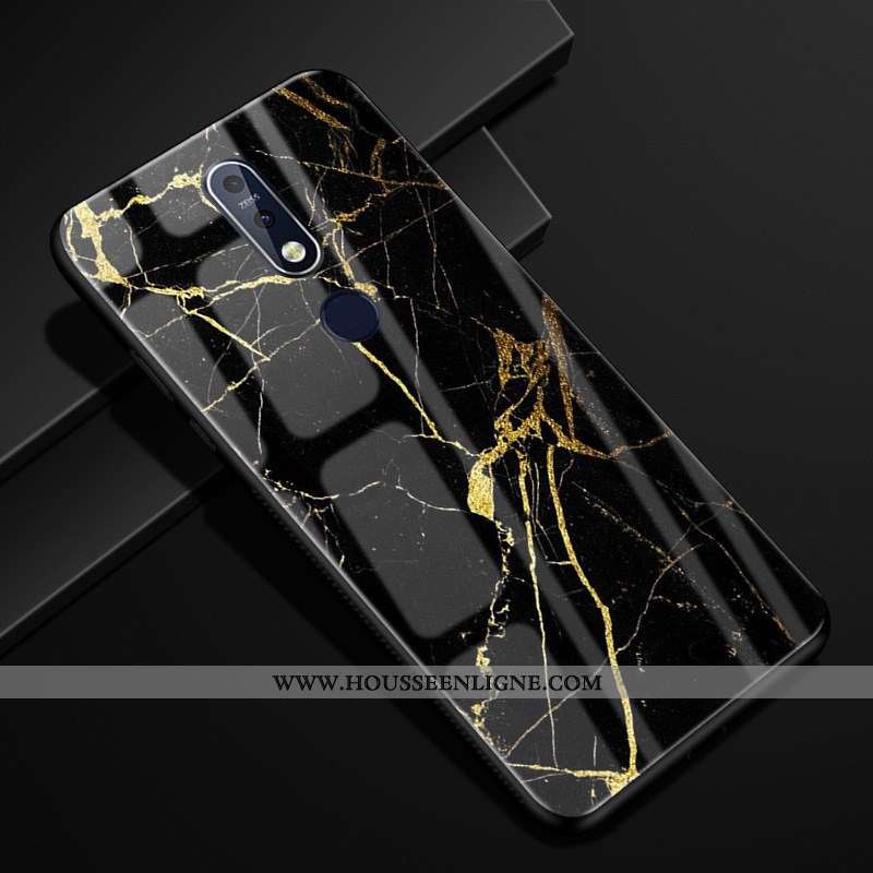 Étui Nokia 7.1 Modèle Fleurie Protection Créatif Verre Business Marron