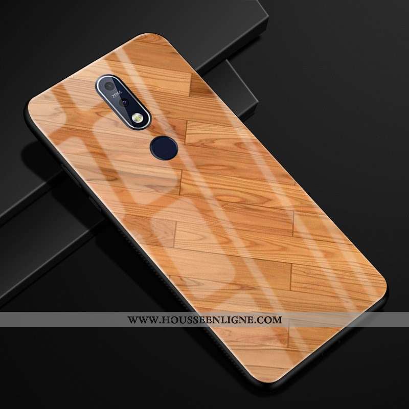 Étui Nokia 7.1 Modèle Fleurie Protection Créatif Verre Business Marron