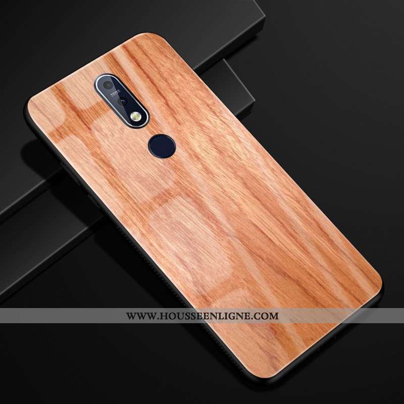 Étui Nokia 7.1 Modèle Fleurie Protection Créatif Verre Business Marron
