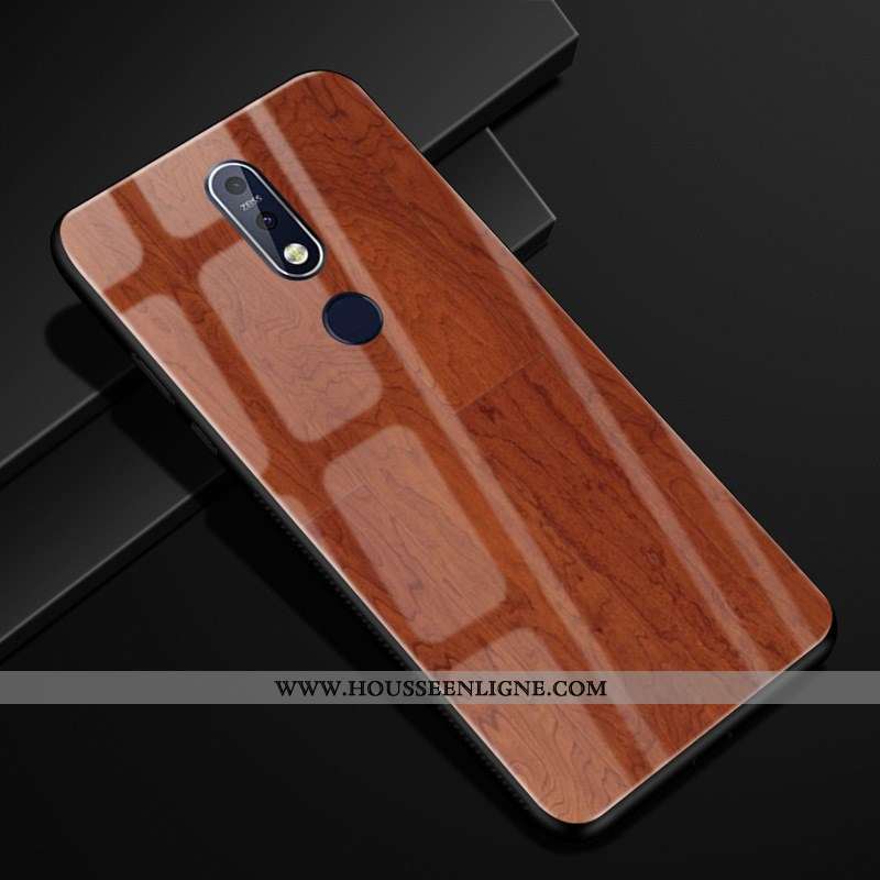 Étui Nokia 7.1 Modèle Fleurie Protection Créatif Verre Business Marron