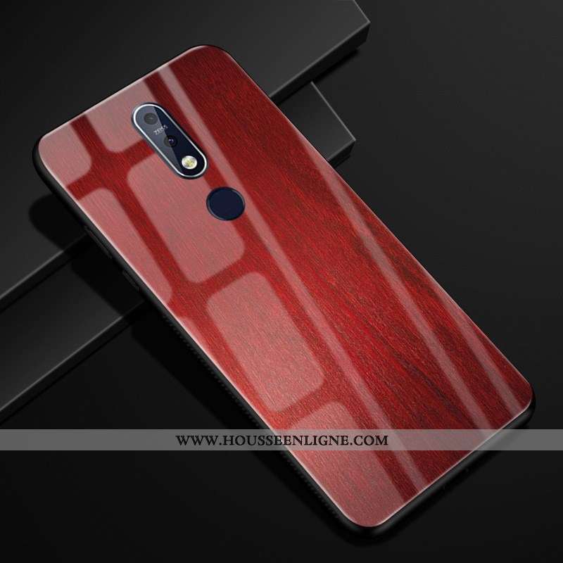Étui Nokia 7.1 Modèle Fleurie Protection Créatif Verre Business Marron