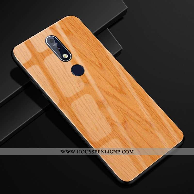 Étui Nokia 7.1 Modèle Fleurie Protection Créatif Verre Business Marron