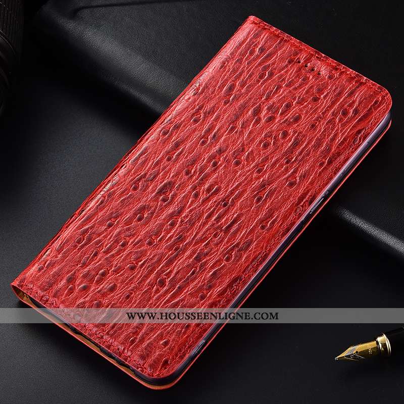 Étui Nokia 7.1 Protection Cuir Véritable Tout Compris Rouge Coque Incassable