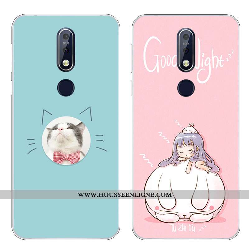 Étui Nokia 7.1 Protection Dessin Animé Fluide Doux Téléphone Portable Silicone Charmant Bleu