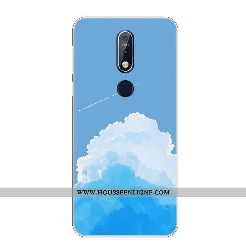 Étui Nokia 7.1 Protection Dessin Animé Fluide Doux Téléphone Portable Silicone Charmant Bleu