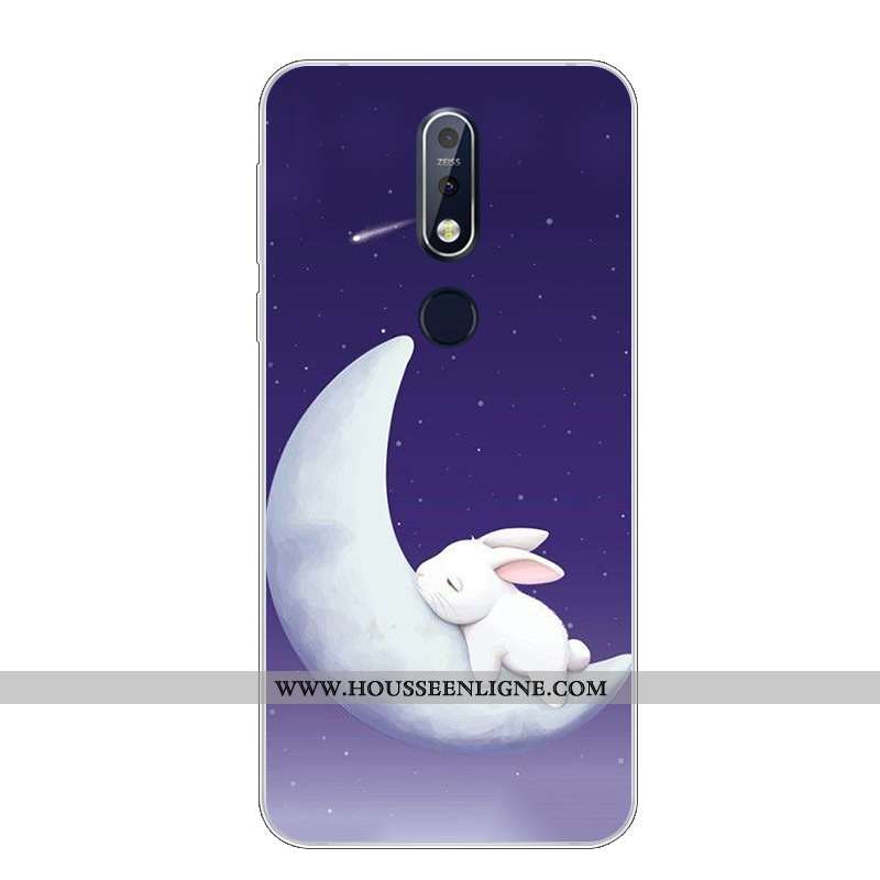 Étui Nokia 7.1 Protection Dessin Animé Fluide Doux Téléphone Portable Silicone Charmant Bleu