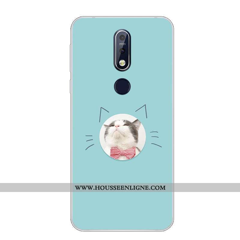 Étui Nokia 7.1 Protection Dessin Animé Fluide Doux Téléphone Portable Silicone Charmant Bleu