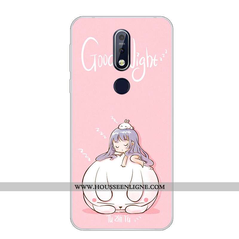 Étui Nokia 7.1 Protection Dessin Animé Fluide Doux Téléphone Portable Silicone Charmant Bleu