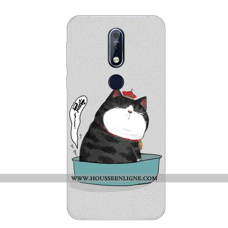 Étui Nokia 7.1 Protection Dessin Animé Fluide Doux Téléphone Portable Silicone Charmant Bleu