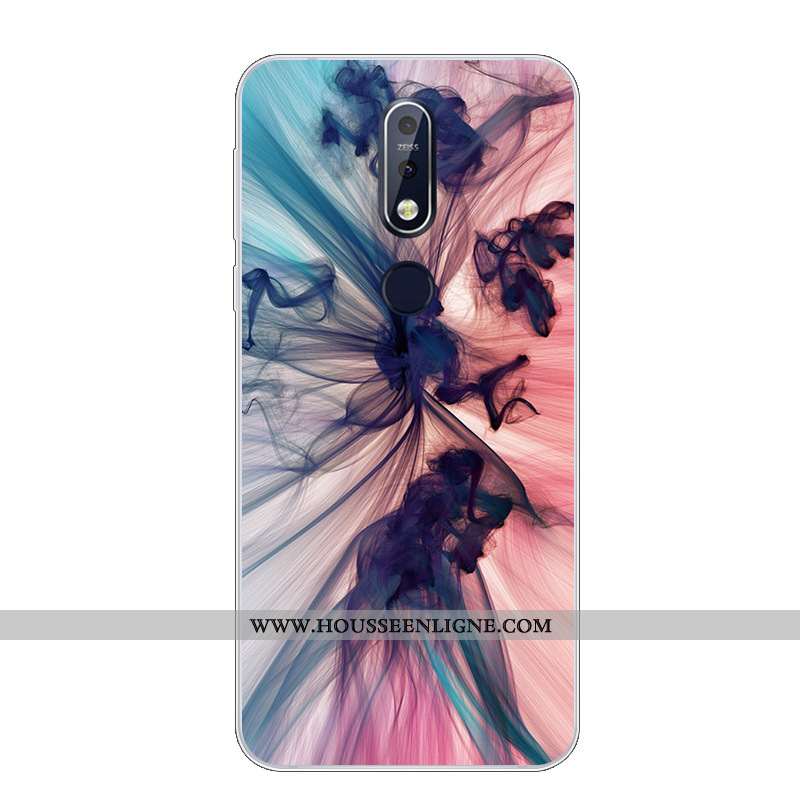 Étui Nokia 7.1 Protection Dessin Animé Fluide Doux Téléphone Portable Silicone Charmant Bleu