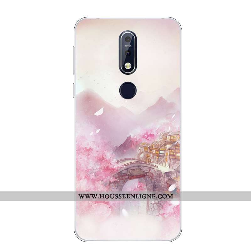 Étui Nokia 7.1 Protection Dessin Animé Fluide Doux Téléphone Portable Silicone Charmant Bleu