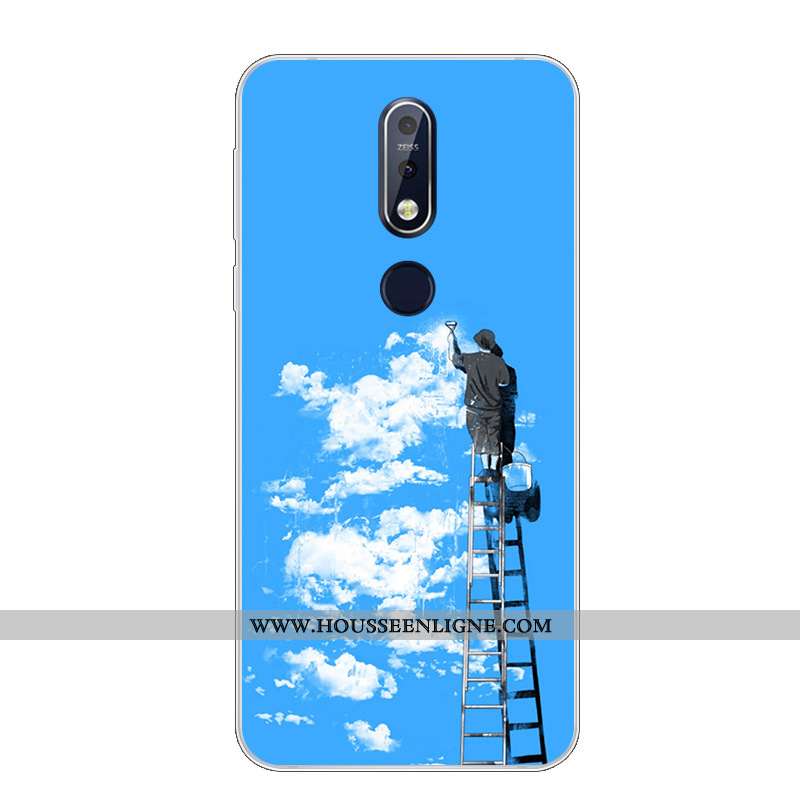 Étui Nokia 7.1 Protection Dessin Animé Fluide Doux Téléphone Portable Silicone Charmant Bleu