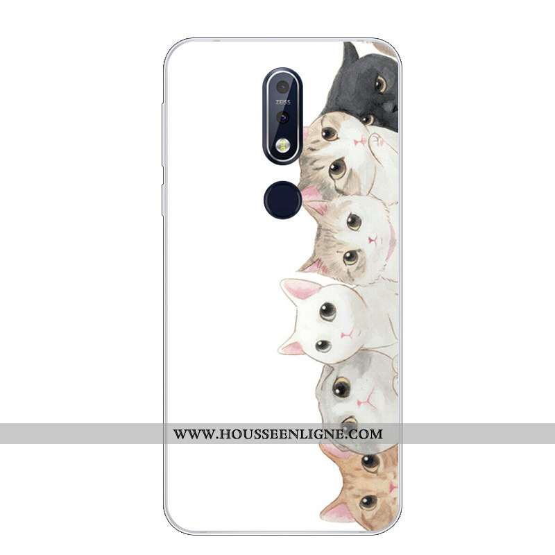 Étui Nokia 7.1 Protection Dessin Animé Fluide Doux Téléphone Portable Silicone Charmant Bleu