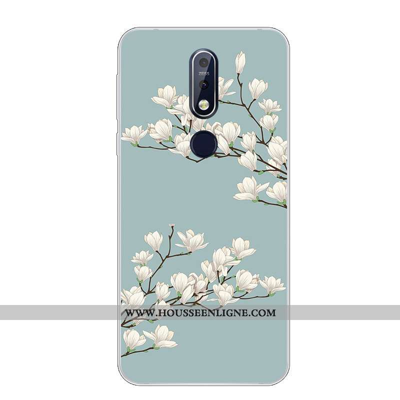 Étui Nokia 7.1 Protection Dessin Animé Fluide Doux Téléphone Portable Silicone Charmant Bleu